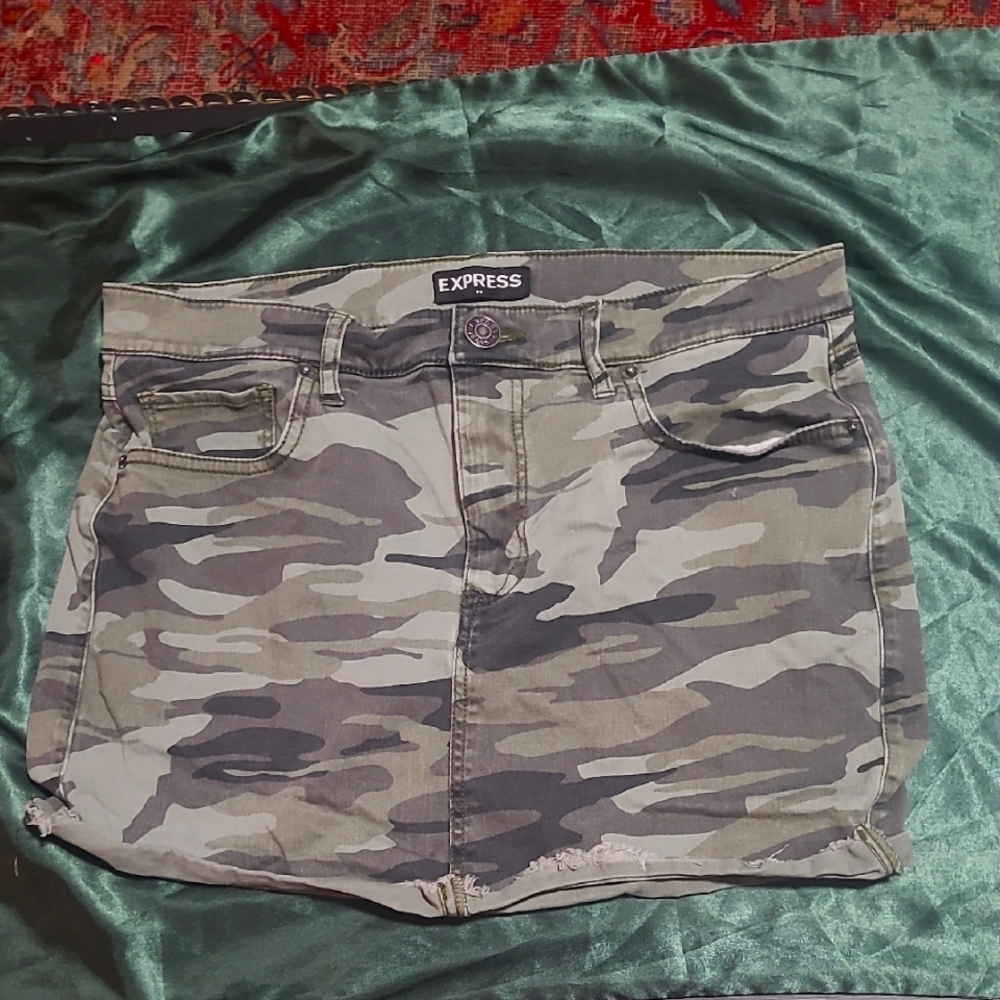 Express Olive Camouflage Skirt